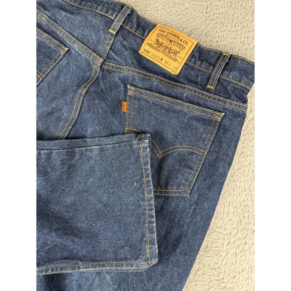 Vintage Levi’s 505 Jeans Mens 42x30 Orange Tab Jeans Straight Med Wash USA 90s